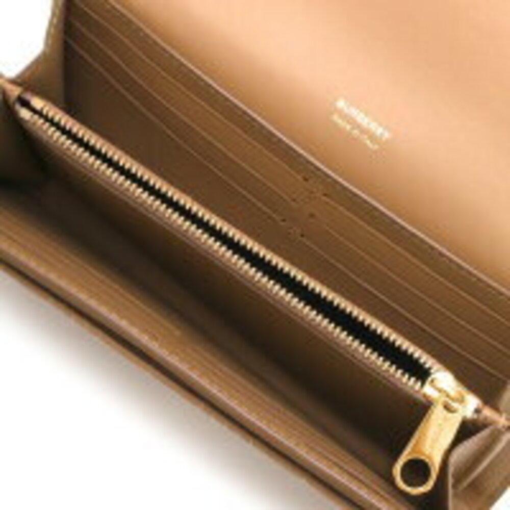 Burberry Quilted Wallet Lola Brown Check Beige Camel Long
